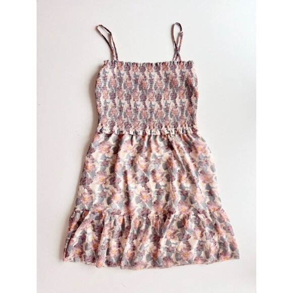 Aritzia WILFRED Tempest Floral Chiffon Ruffle Smocked Tiered Mini Dress, Size M - Picture 5 of 16